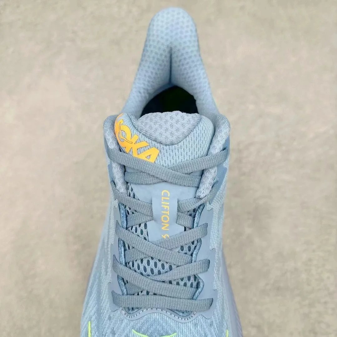 Hoka Clifton 9 Light Blue Neon Yellow Running Shoes