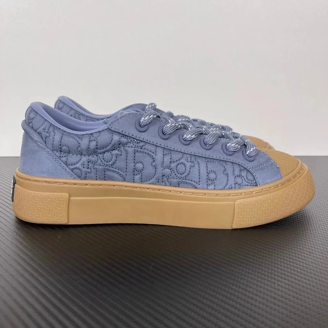 Dior B23 Gray Monogram Embroidered Low Top Sneakers