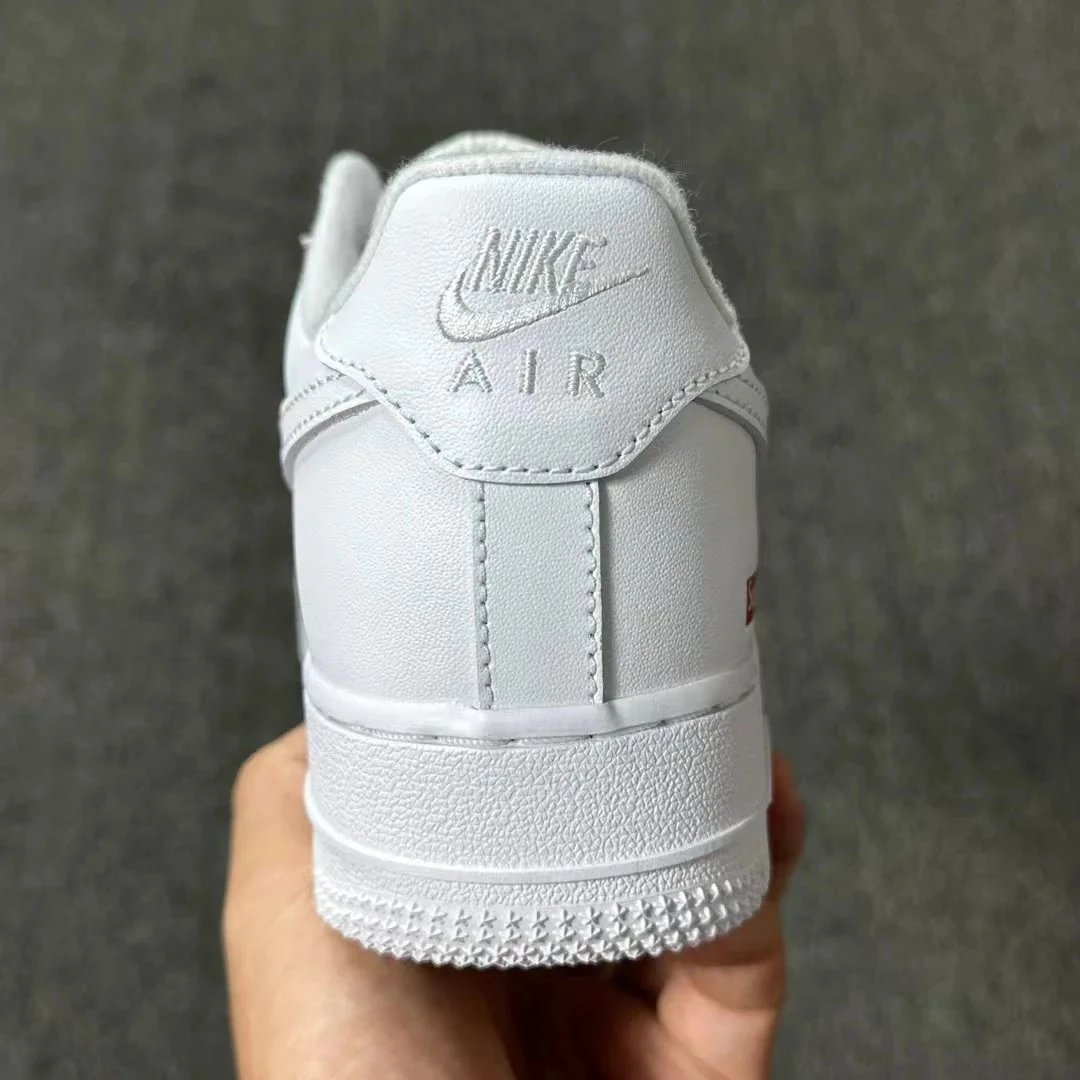 Nike Air Force 1 White Black Beige Lace-Up Casual Sneakers
