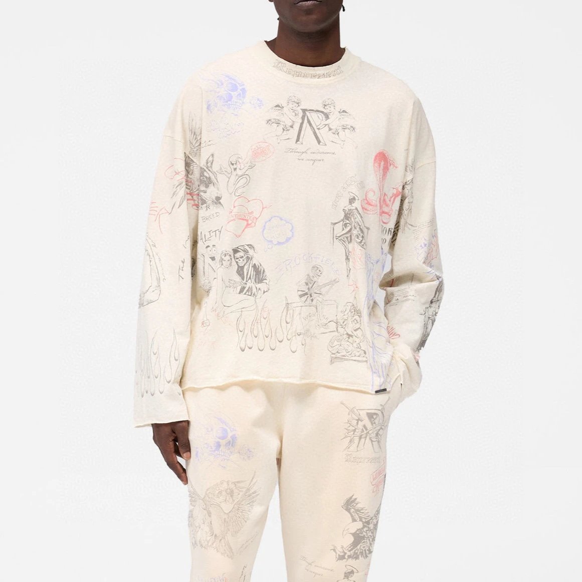Graphic Print Charcoal Washed Oversized Crewneck Sweatshirt