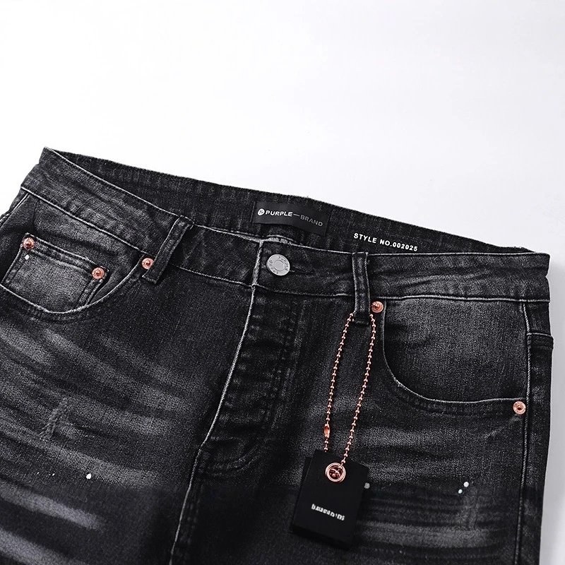 Purple Brand Style No.002025 Black Distressed Slim Fit Jeans