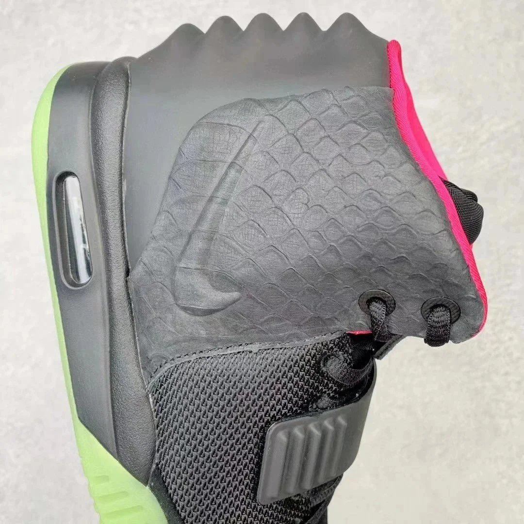Nike Air Yeezy 2 Black Green Glow High Top Sneakers