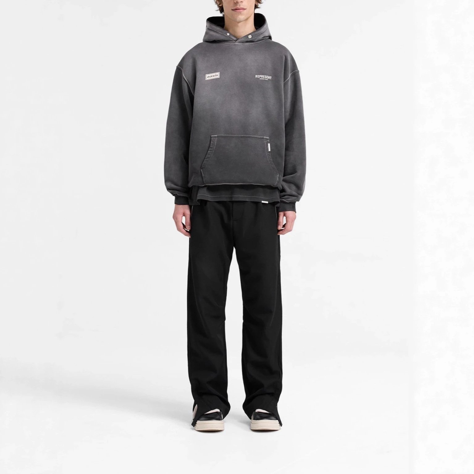 OA Present Club Gray Graphic Oversized Hoodie