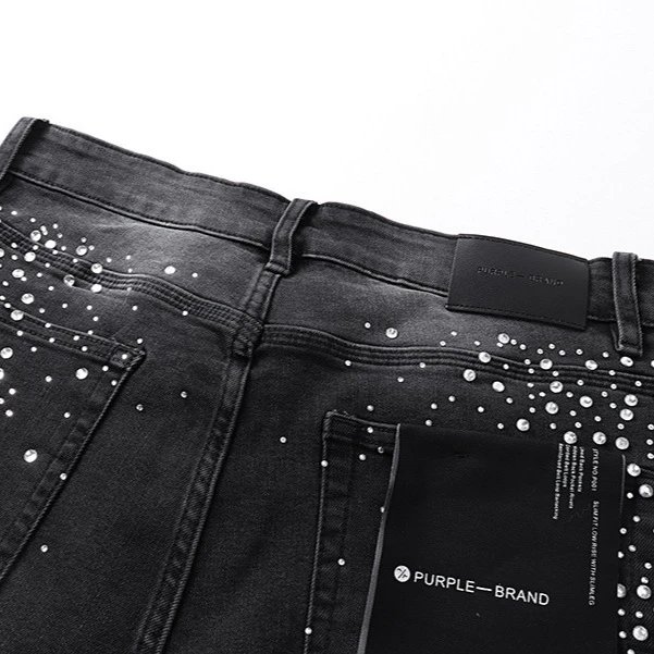 Purple Brand Black Rhinestone Embellished Denim Jeans