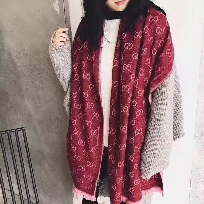 Gucci GG Marmont Black Gray Classic Wool Scarf