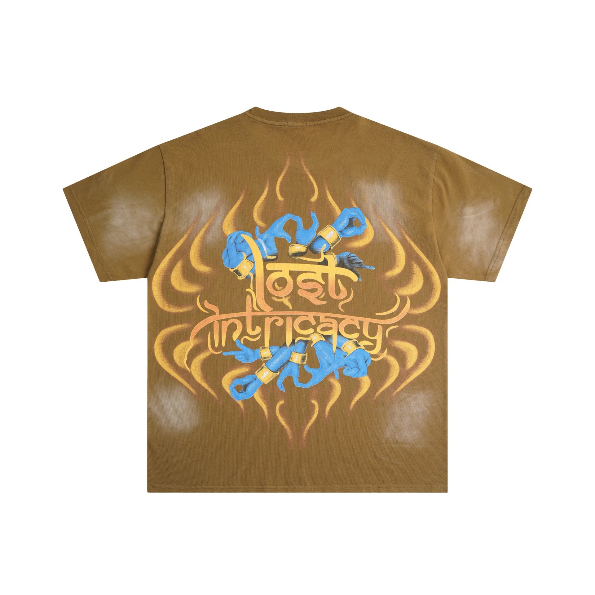 Olive Green Graphic Print Blue Deity T-Shirt