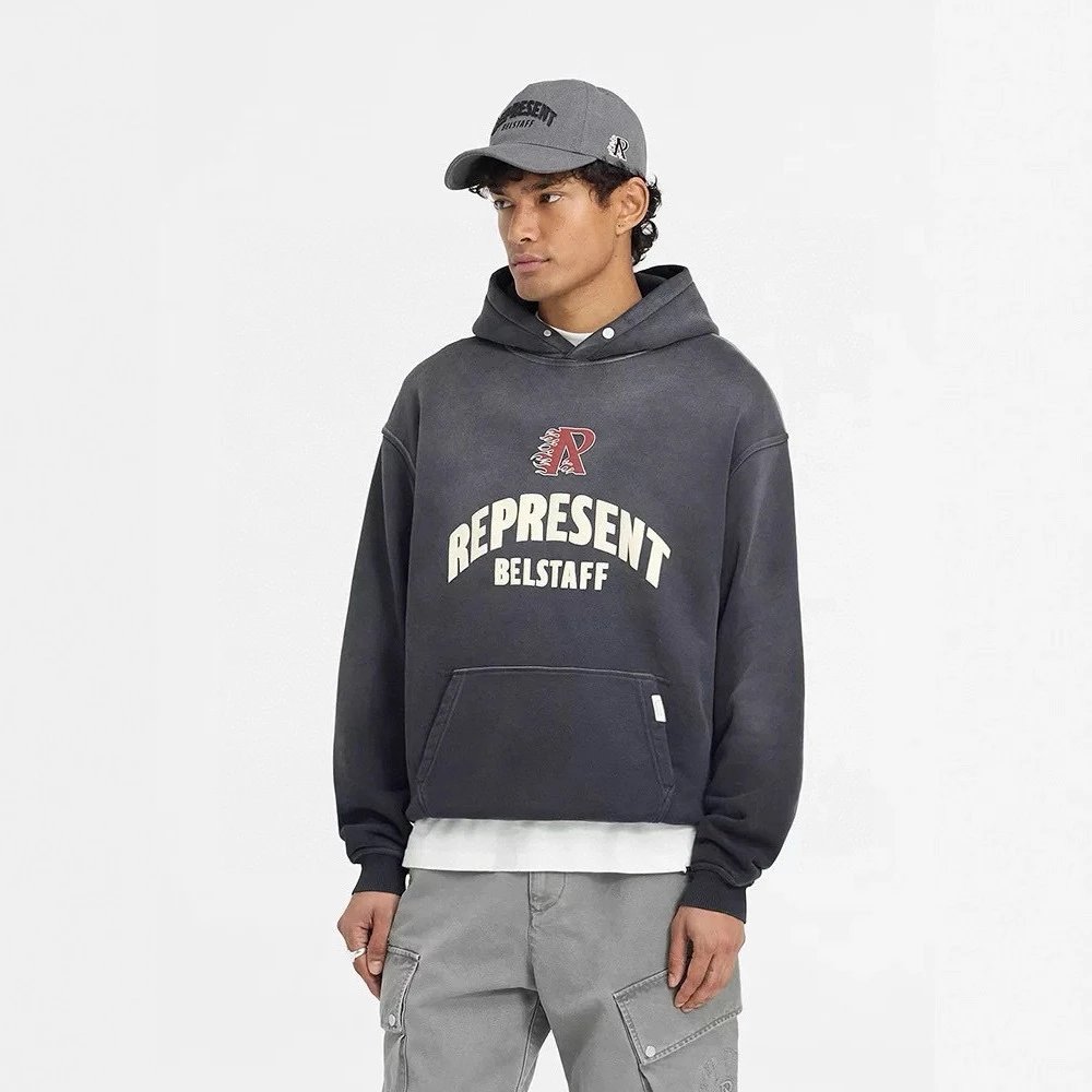 Represent Belstaff Gray Oversized Hooded Sweatshirt
