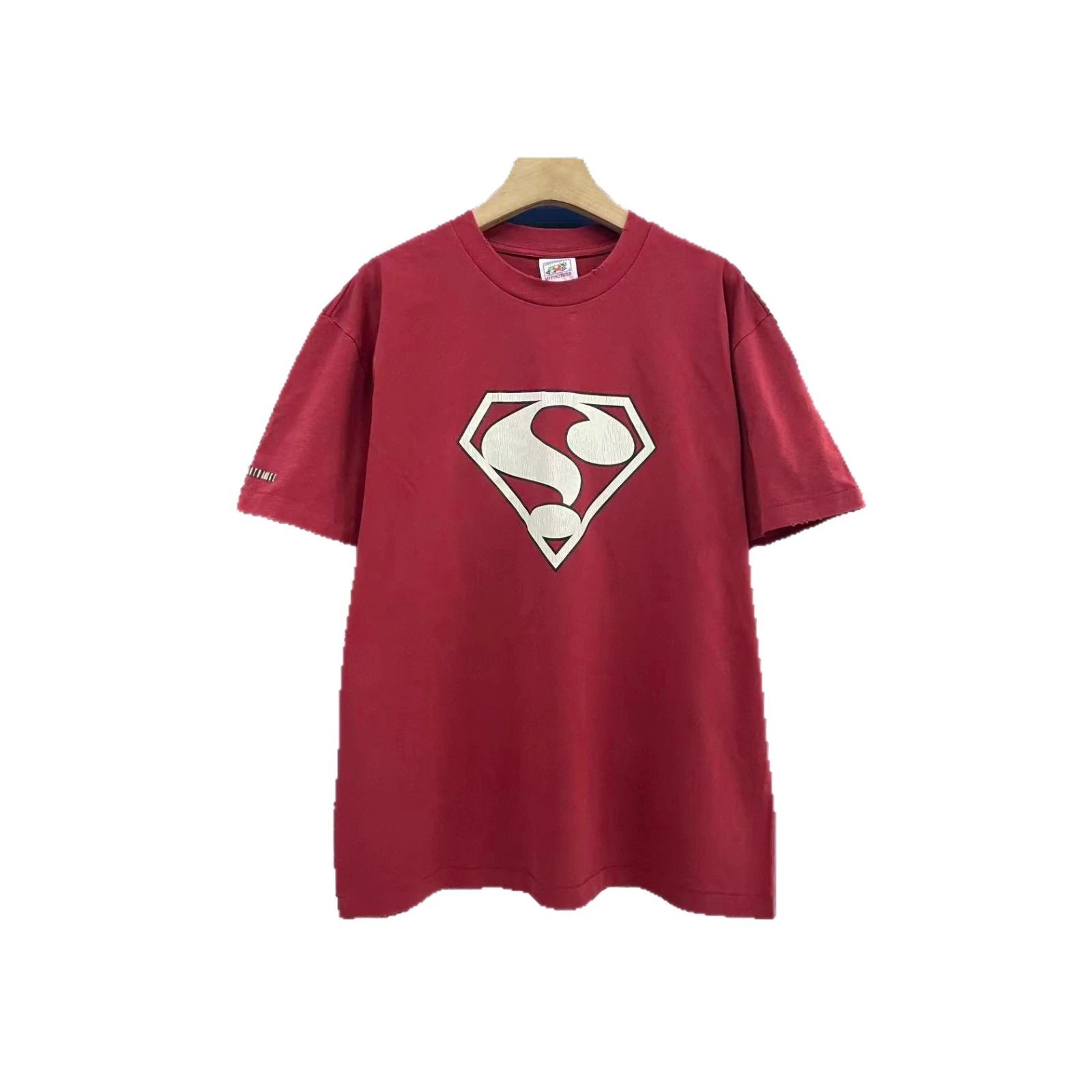 Superman Logo Red Graphic Tee Casual T-Shirt