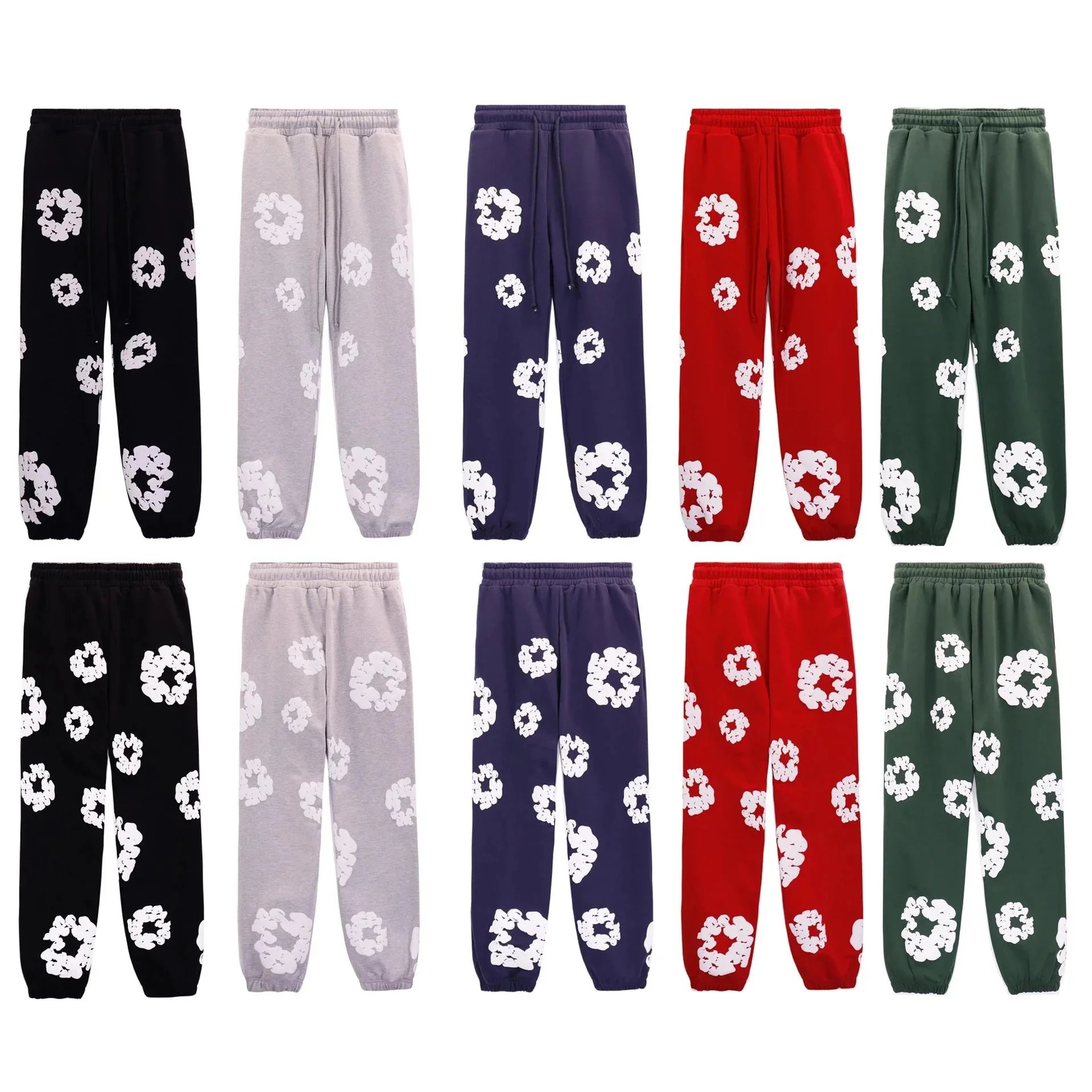 Cotton Floral Print Hoodie and Pants Set Warm Fleece Lounge Wear