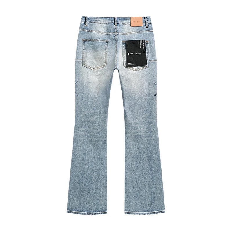 Purple Brand Flared Light Blue Distressed Denim Jeans