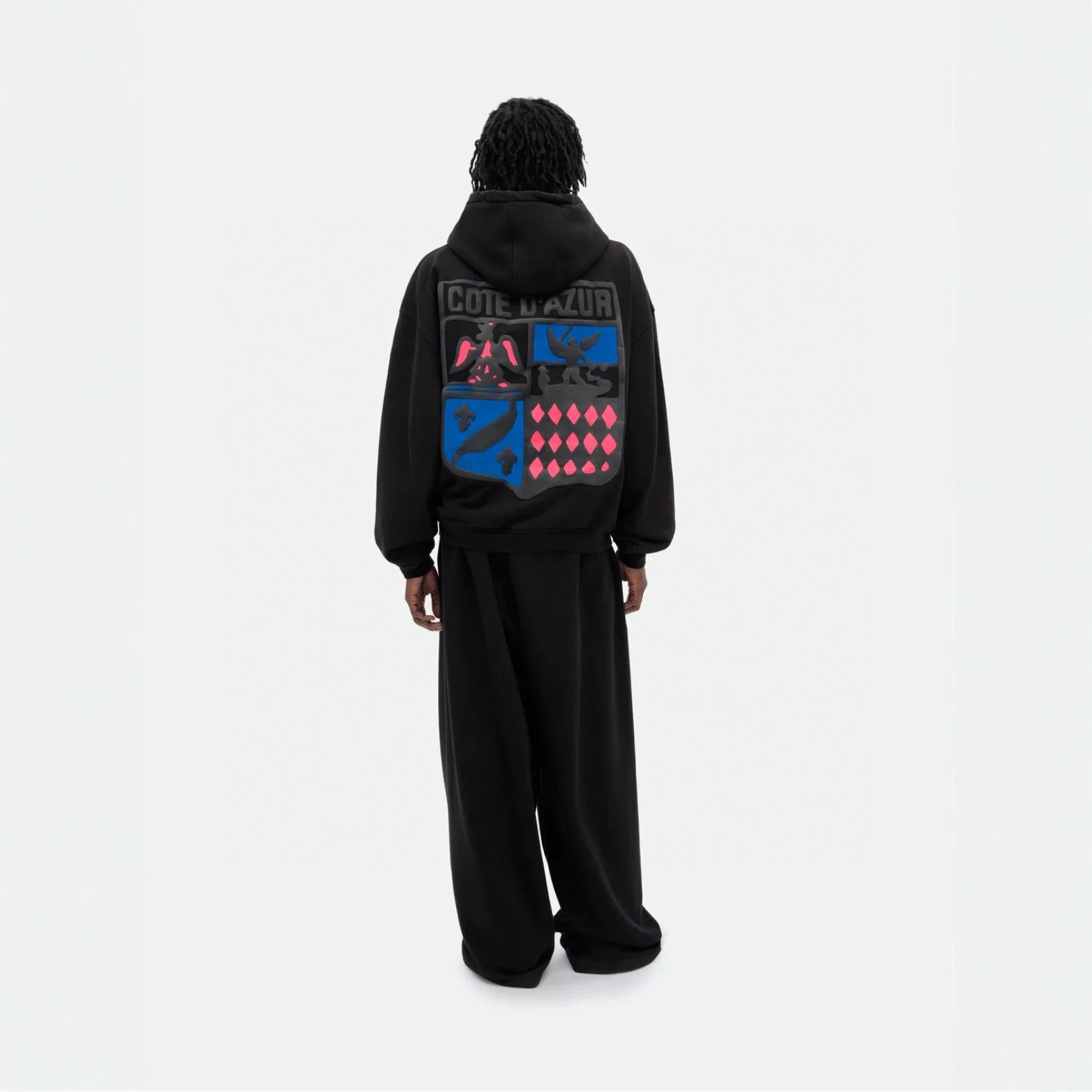 Cote D'Azur Hooded Sweatshirt Black Graphic Streetwear