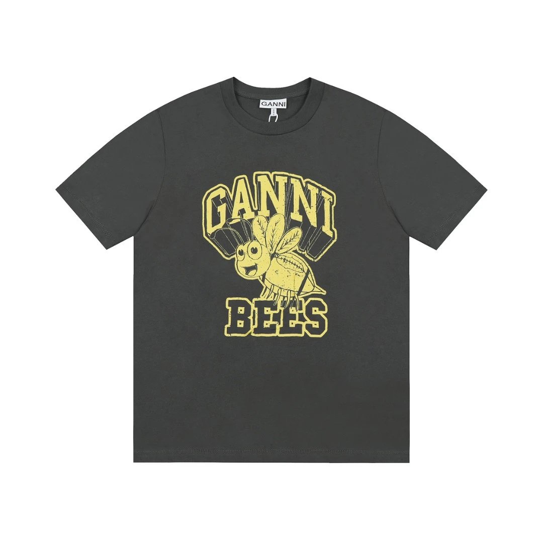 GANNI T-Shirts Graphic Print — G47 Carbon Black