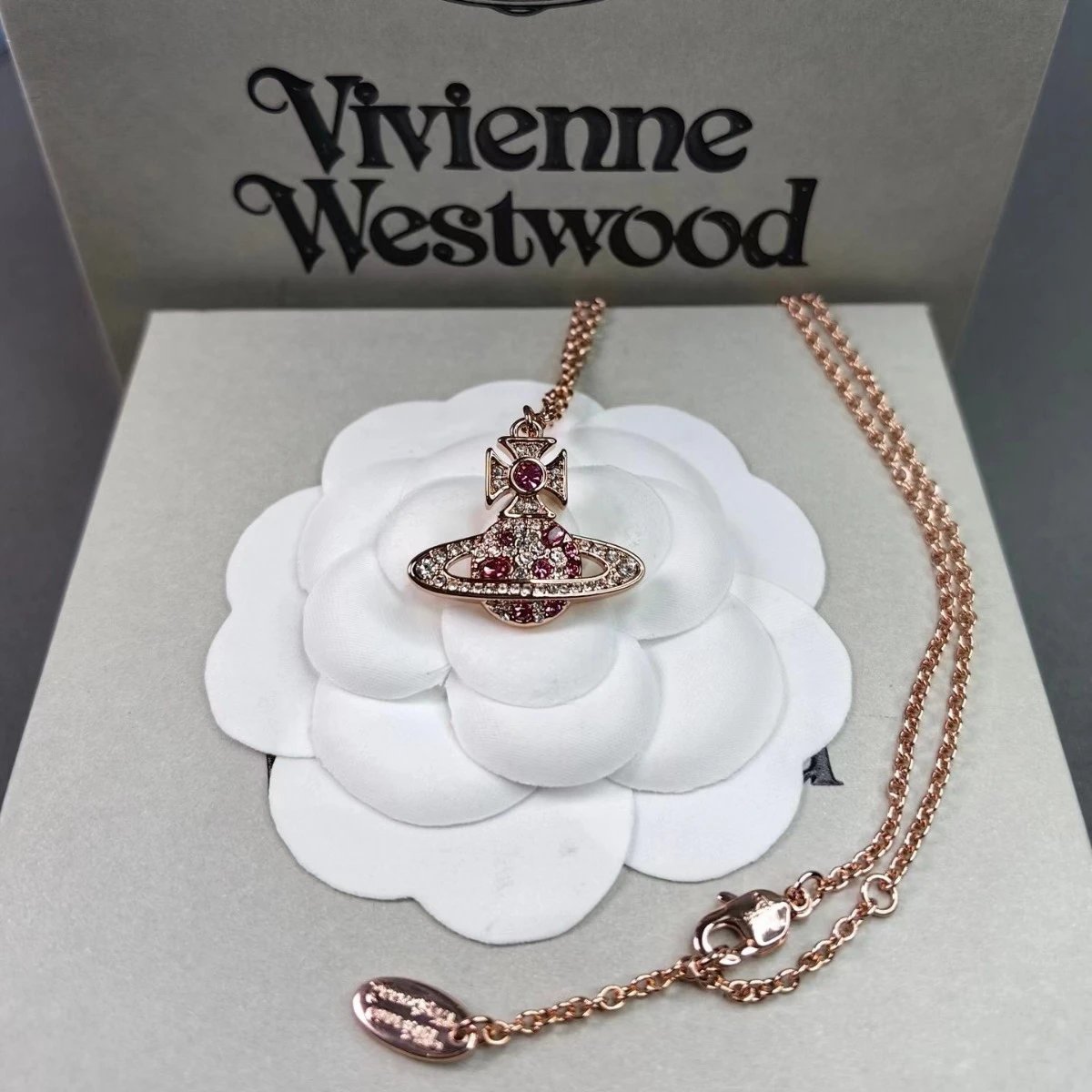 Vivienne Westwood Orb Green Crystal Pendant Necklace