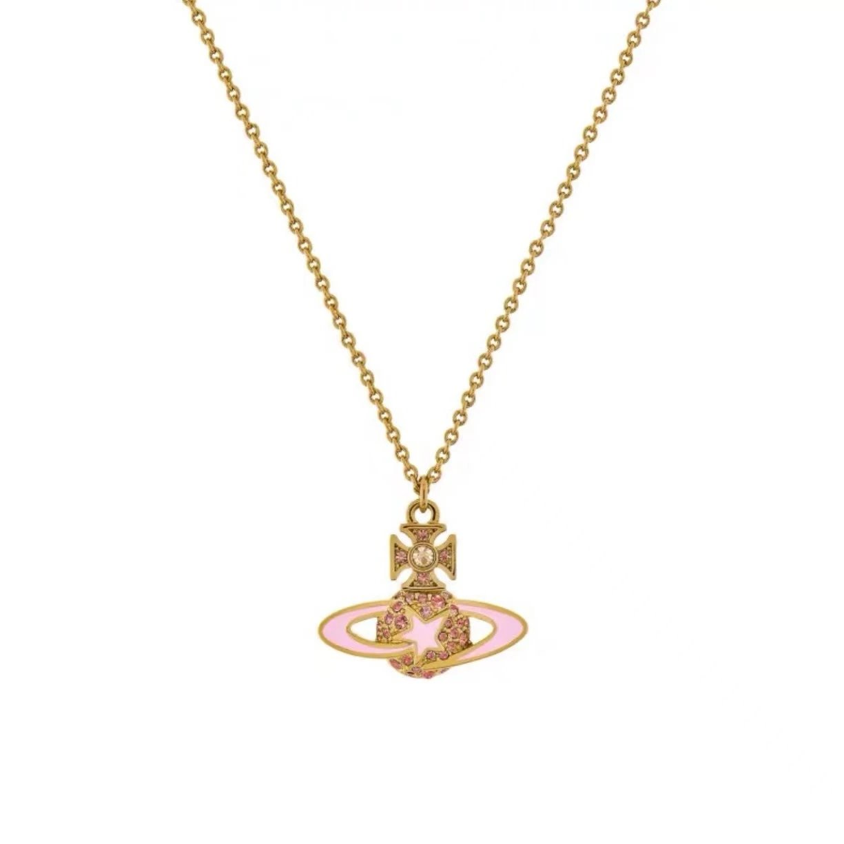 Vivienne Westwood Pearl Safety Pin Crystal Orb Necklace Set Silver