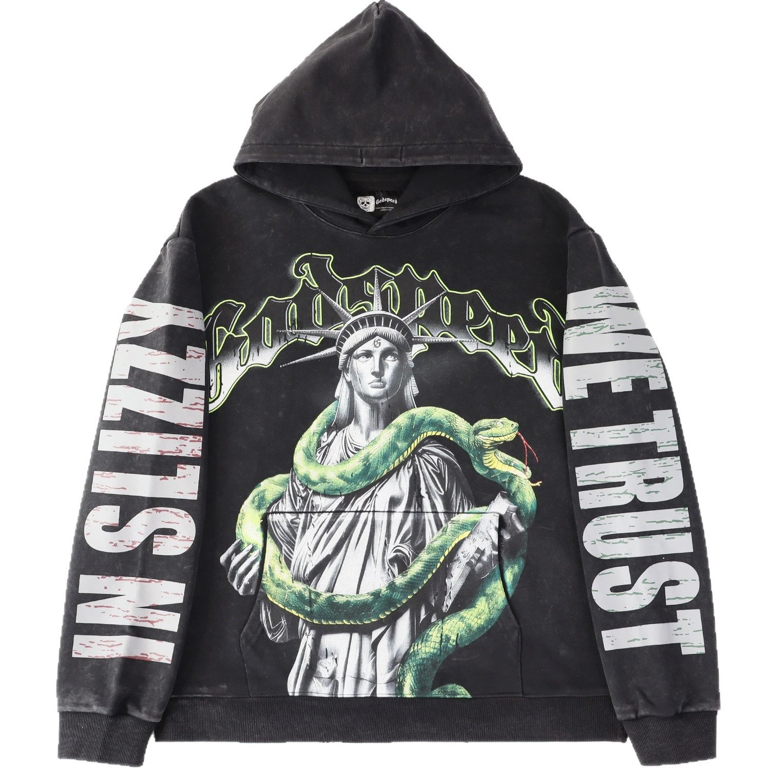 5538 Graphic Print Cream Streetwear Hoodie