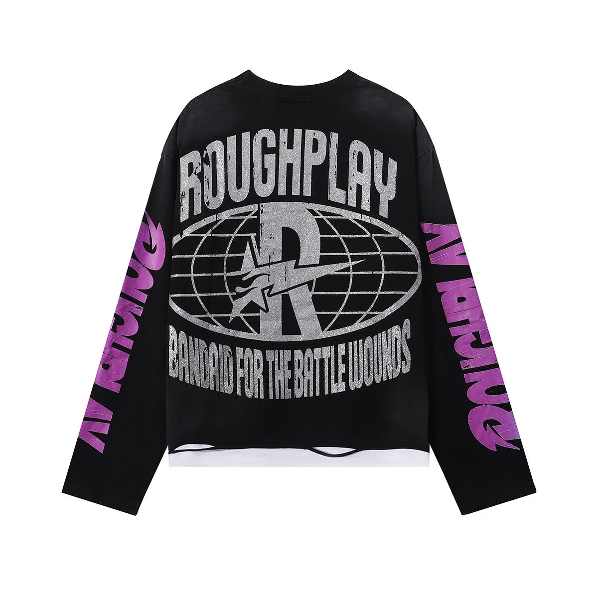 Roughplay Bandaid For The Battle Wounds Black Graphic Oversized T-Shirt