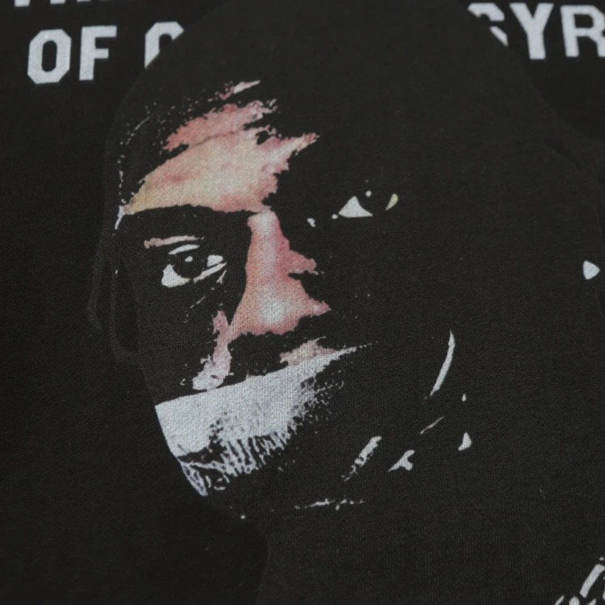 Black Graphic Hoodie With Distorted Face Print Streetwear