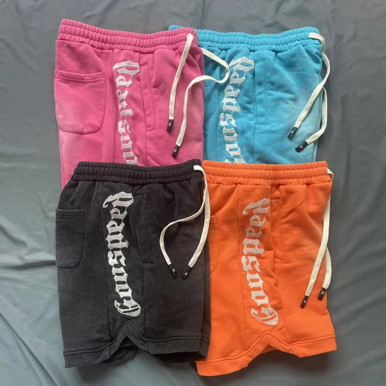 Cotton Shorts Black Acid Wash Streetwear