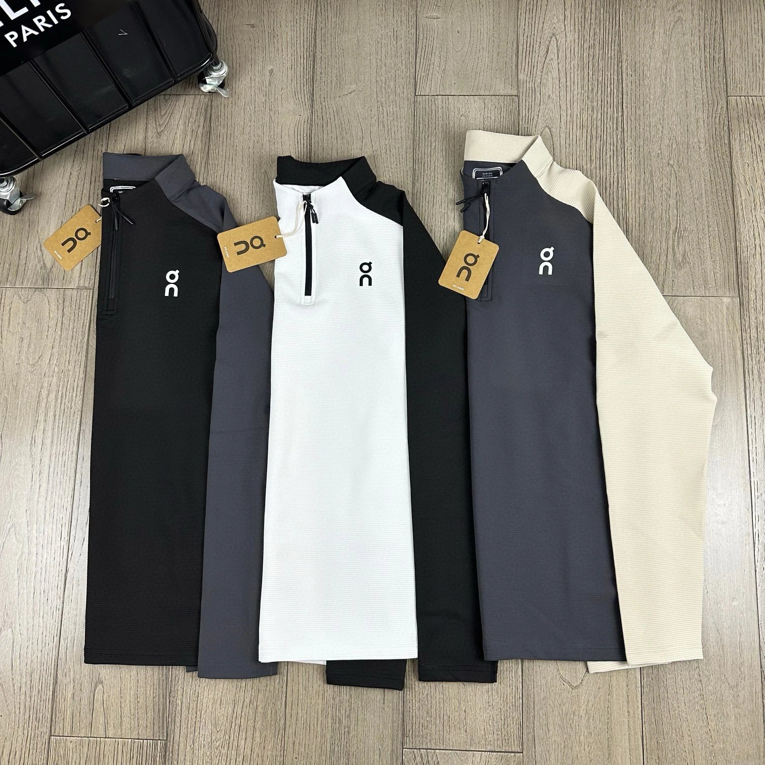On Running Cloudswift Black Gray Half-Zip Performance Top