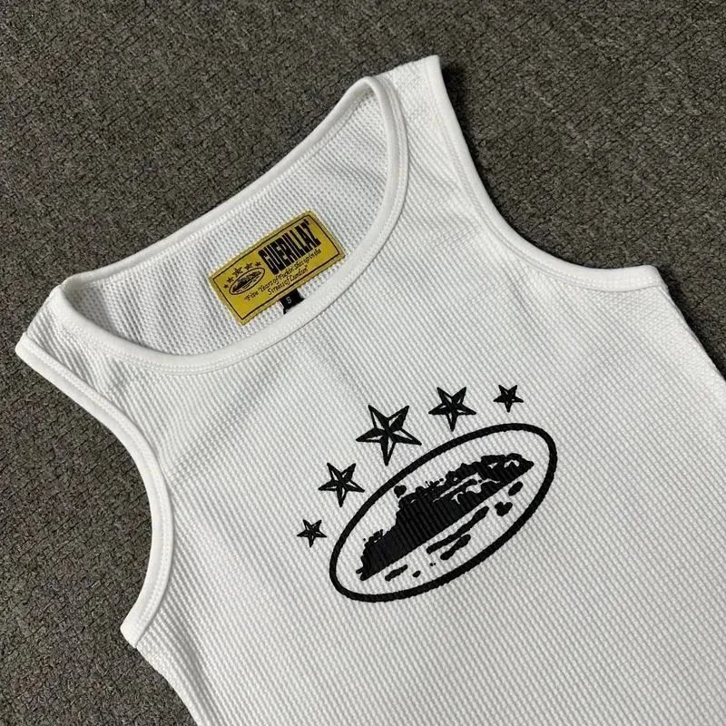 Guerrillaz Ribbed Tank Top White Gray Black Graphic Streetwear
