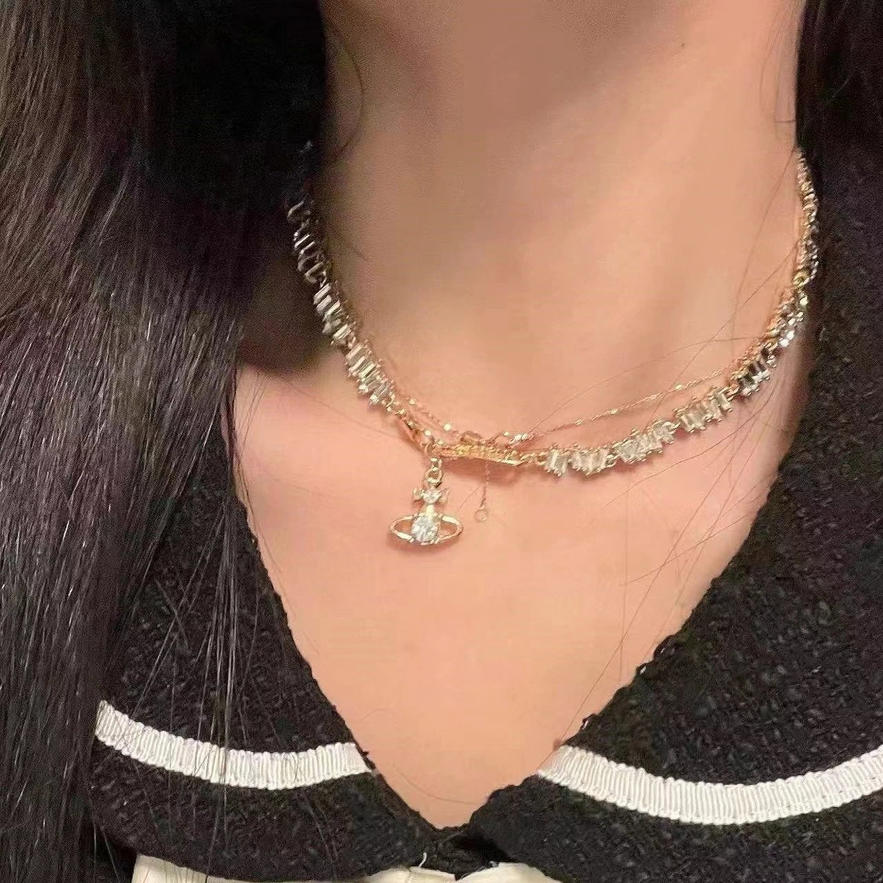 Vivienne Westwood Gold Silver Orb Link Chain Necklace