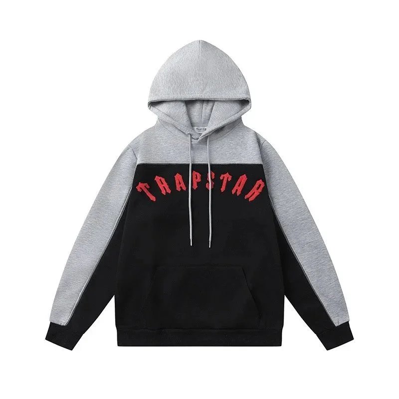 Trapstar Hooded Sweatshirt And Jogger Set Black Gray Contrast Sportswear