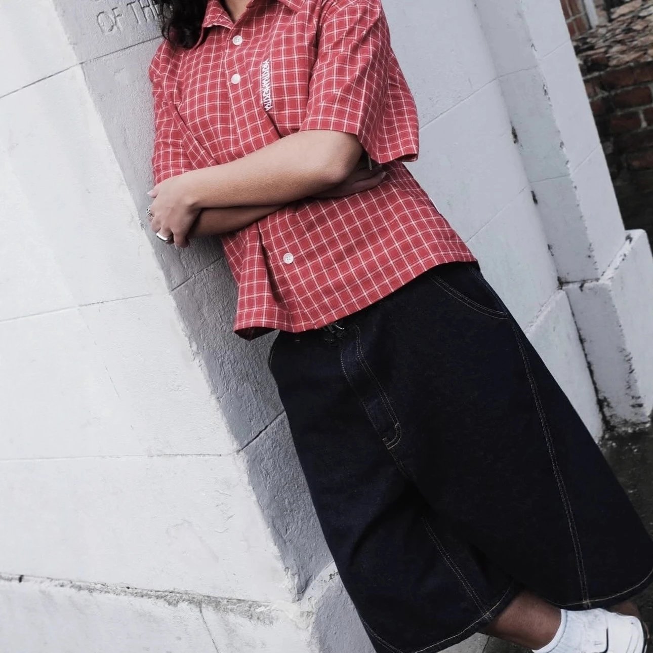 Red Checkered Short Sleeve Button Up Shirt Red Casual