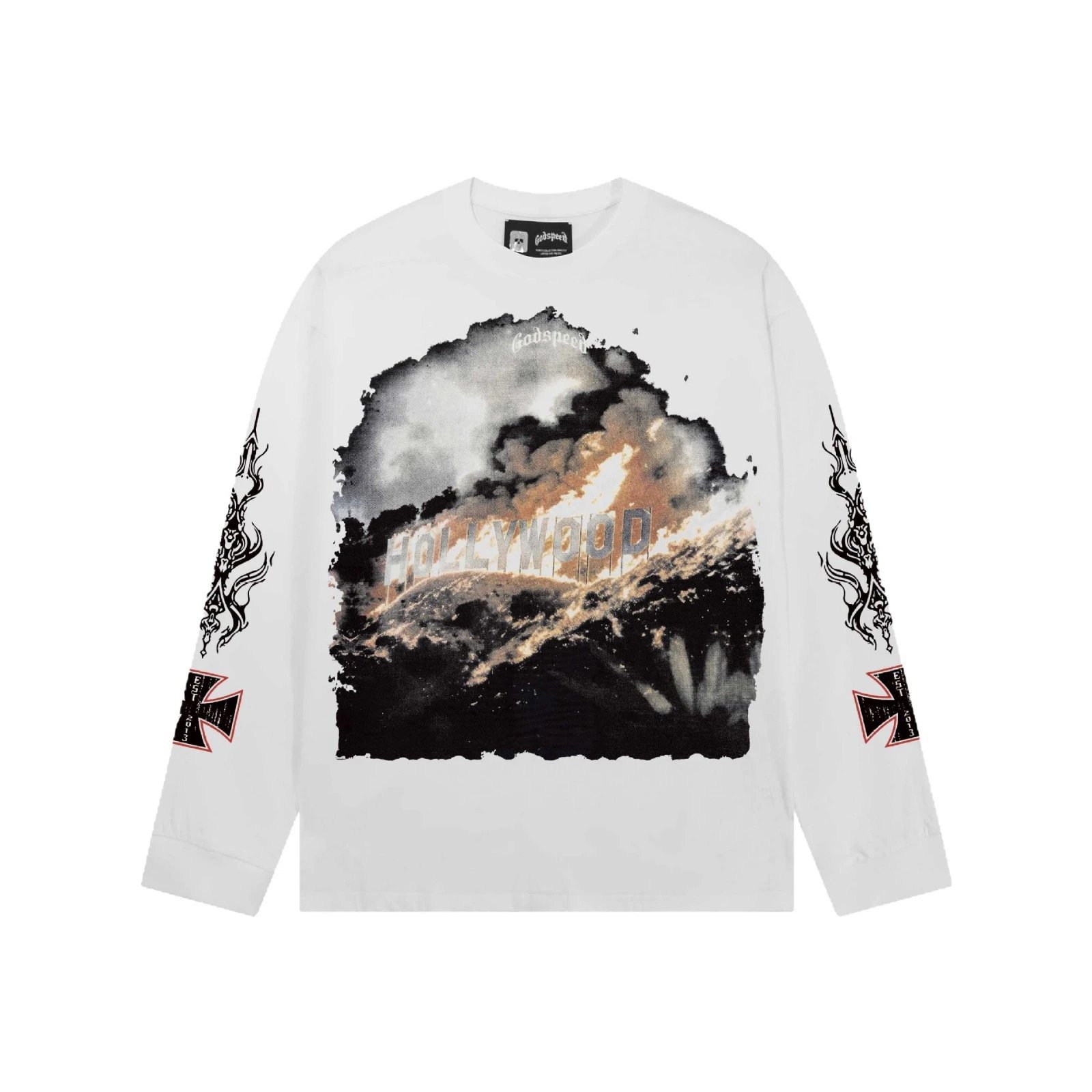 Black Long Sleeve Tee Paisley Graphic Gothic Print