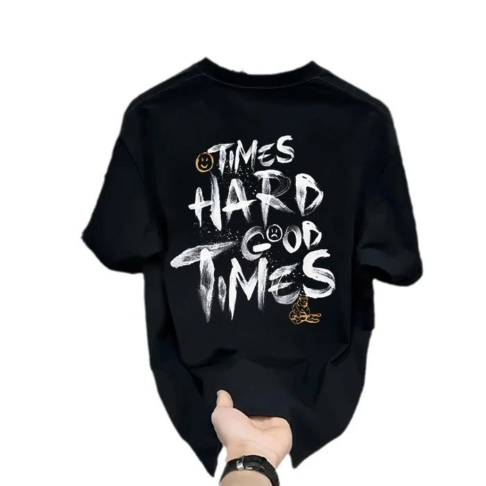 YZEE MC Graphic Print Black Oversized T-Shirt