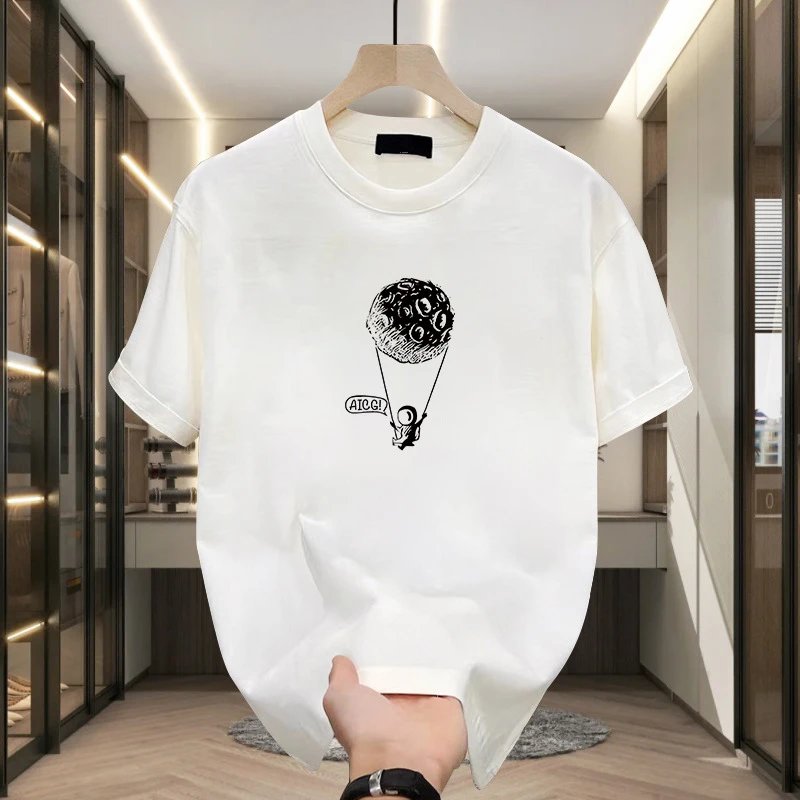 Cotton T-Shirt White Graphic Print Casual
