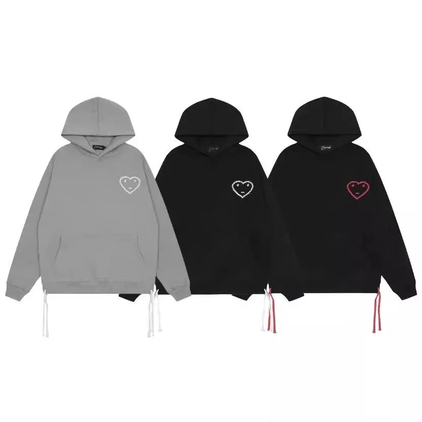 Heart Embroidery Black Gray Hooded Sweatshirt And Jogger Set