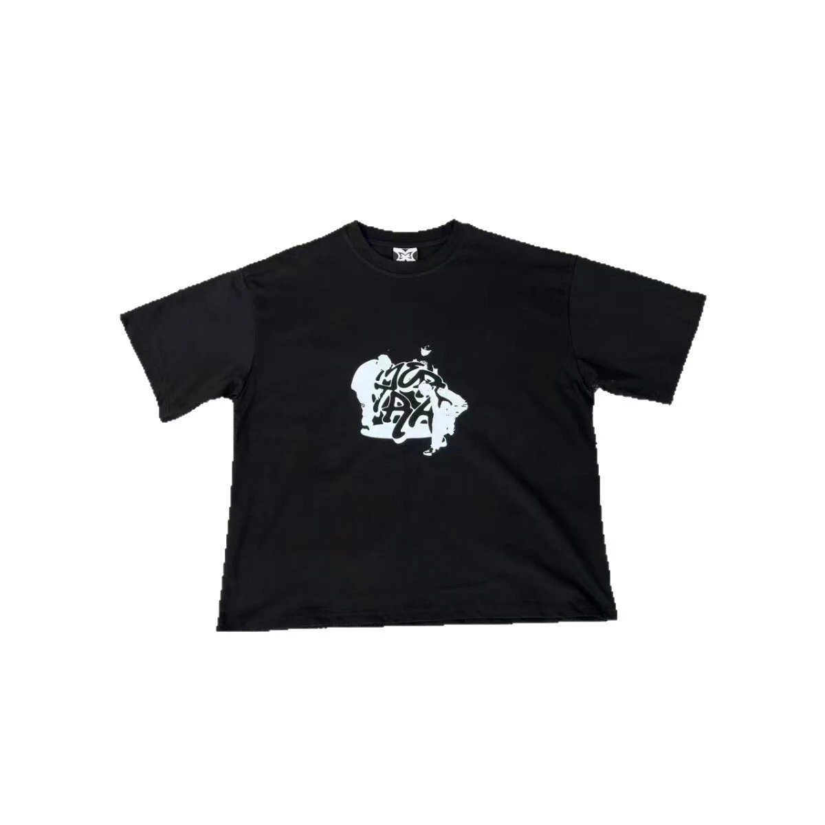 Black Cotton Oversized Crewneck T-Shirt