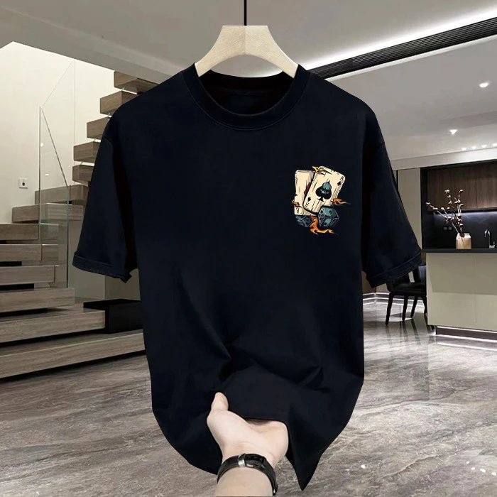 White Graphic Print Poker Dice Flame Oversized T-Shirt