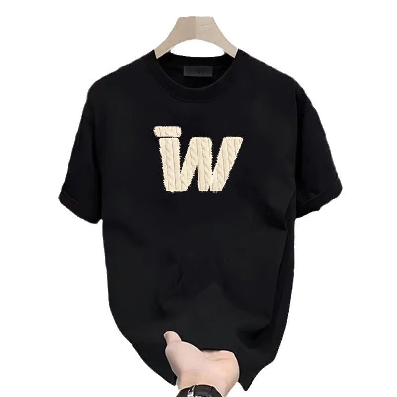White Cotton T-Shirt with Embroidered W Logo Casual Style