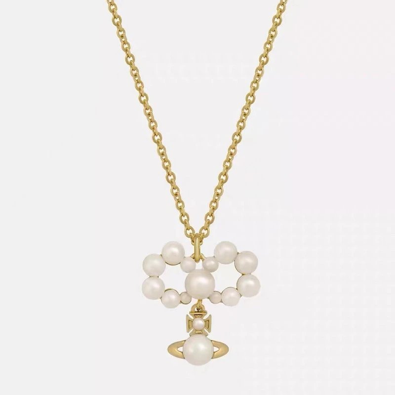 Vivienne Westwood Orb Pearl Gold Tone Statement Necklace