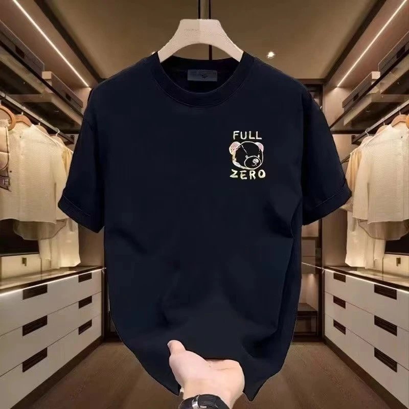 Cotton T-Shirt Navy Blue Graphic Print Casual