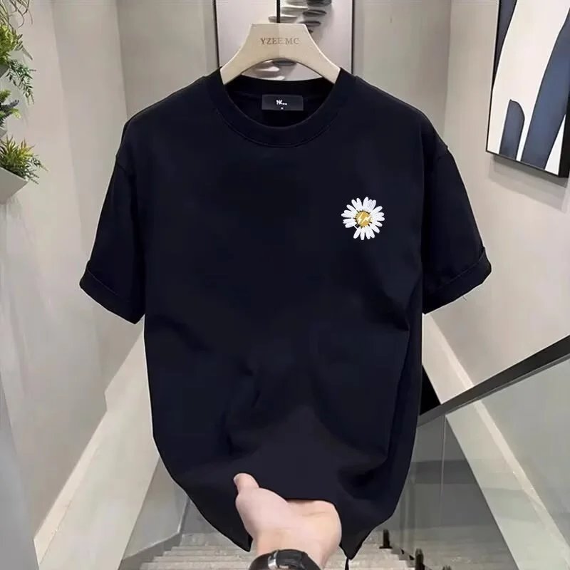 YZEE MC Daisy Embroidered Black Oversized T-Shirt