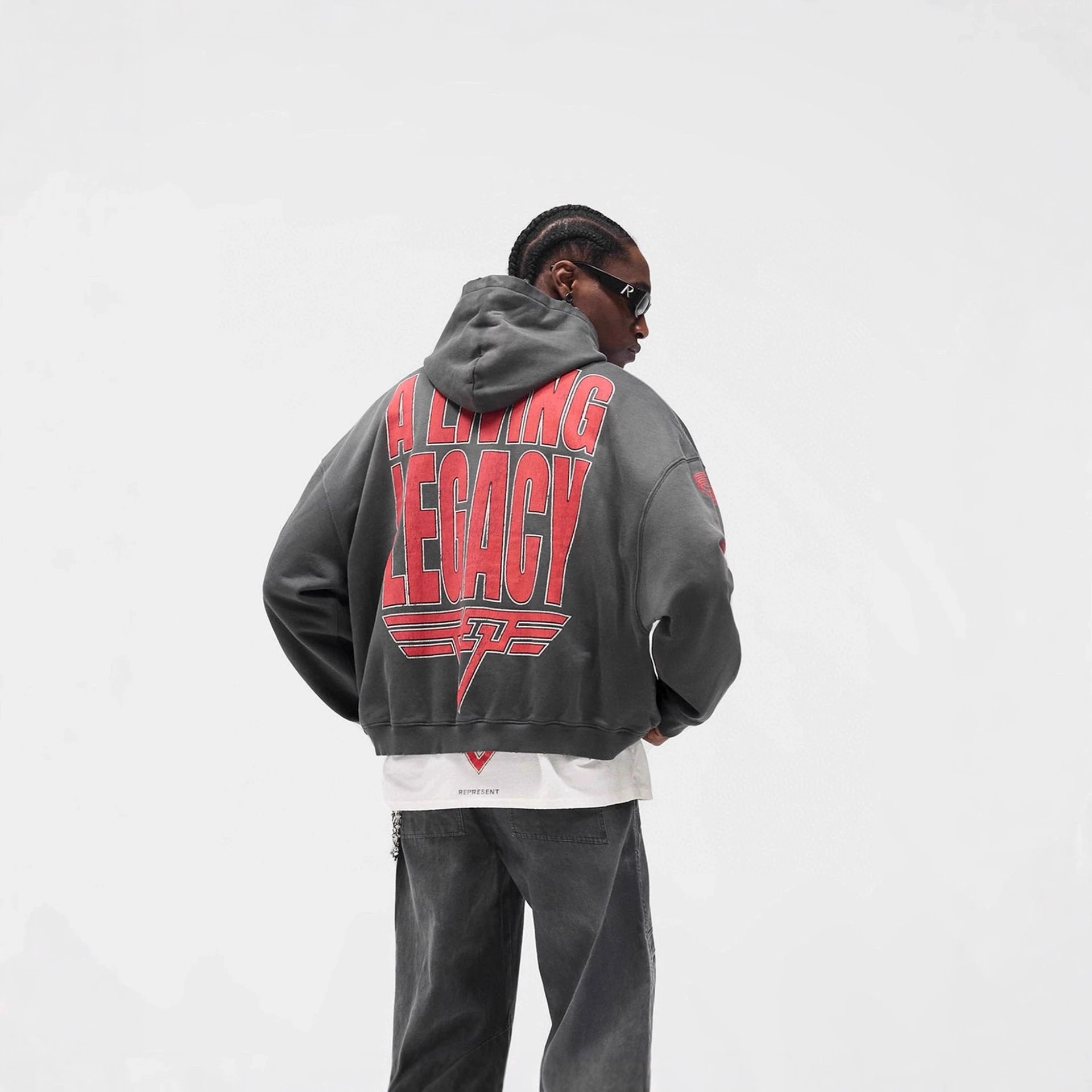 Legacy Tour Gray Oversized Graphic Hoodie