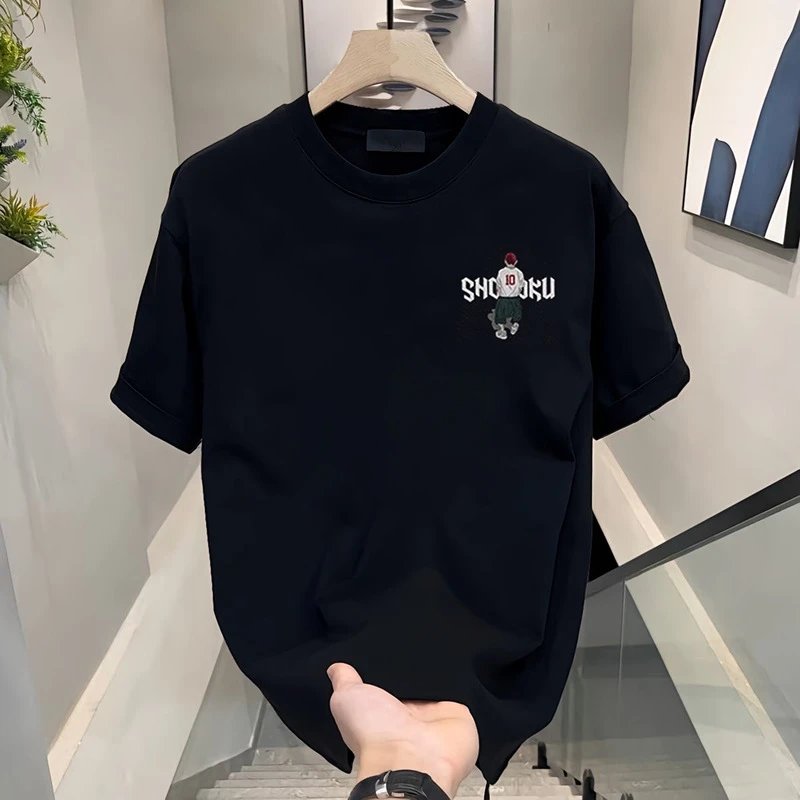 Black Graphic Print Crewneck T-Shirt Streetwear