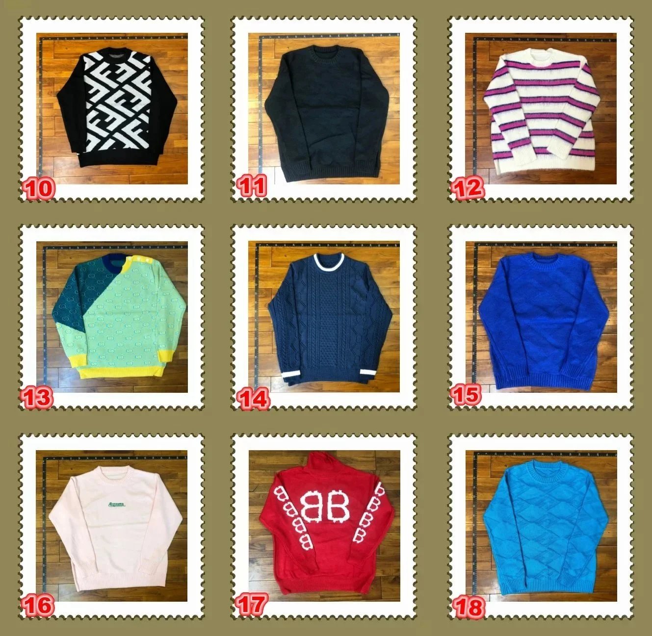 Knit Sweater Green White Striped Casual