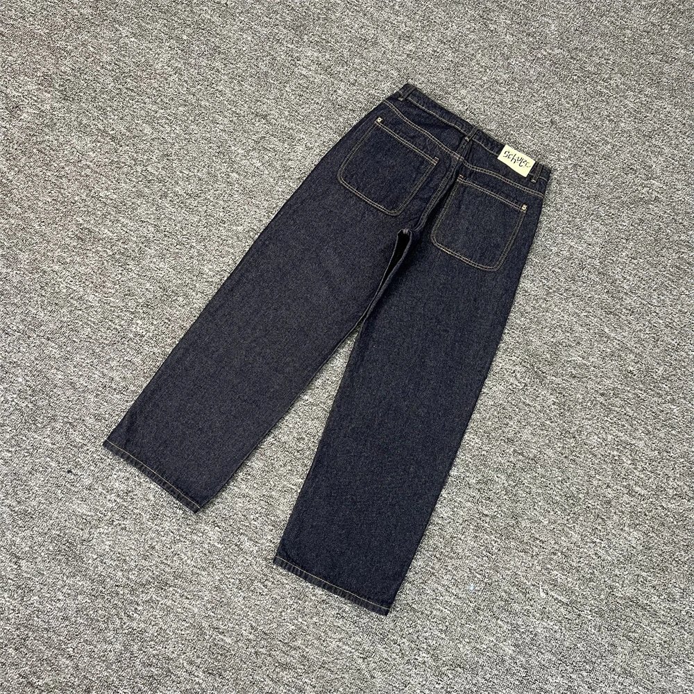 Denim Jeans Dark Blue Embellished Wide Leg