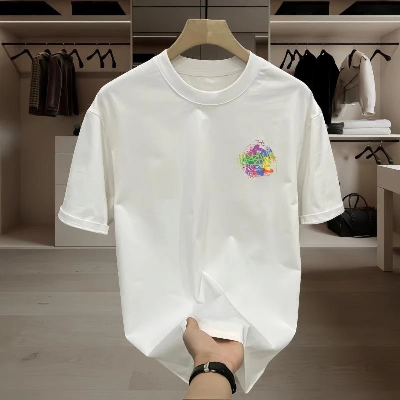 Cotton T-Shirt White Graphic Print Casual