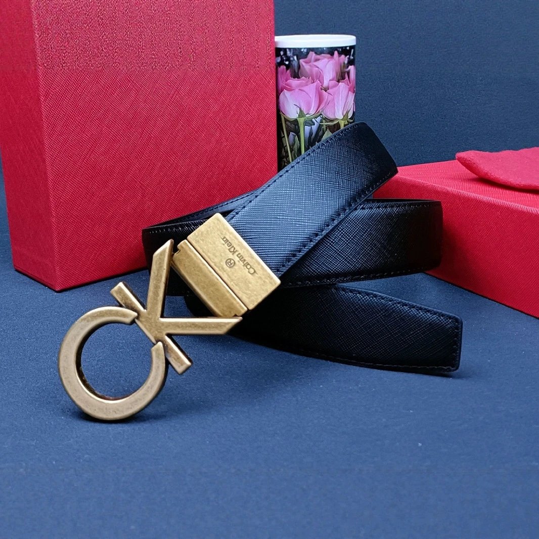 Calvin Klein Black Saffiano Leather Buckle Belt