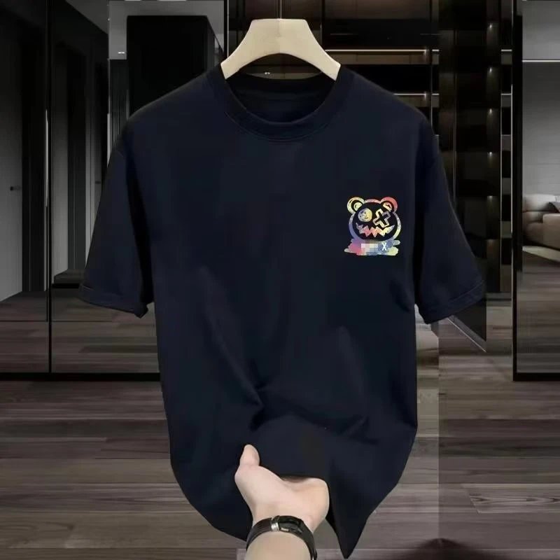 White Graphic Print Colorful Bear Oversized T-Shirt