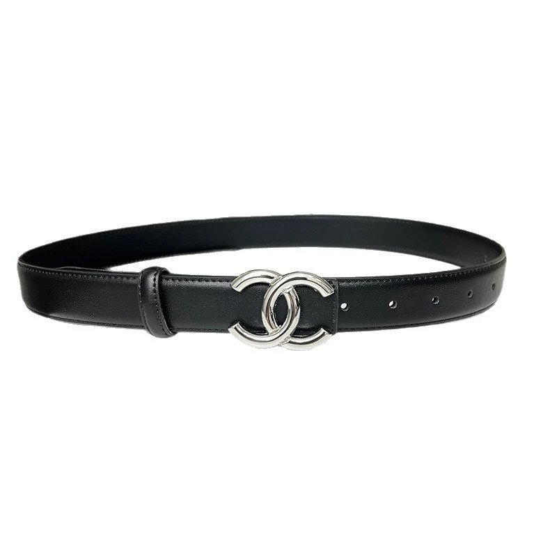 Leather Belt Brown CC Logo Buckle Classic Style