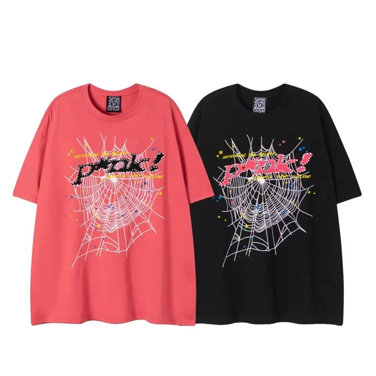 Spider Web Print Graphic T-Shirt Assorted Colors Streetwear