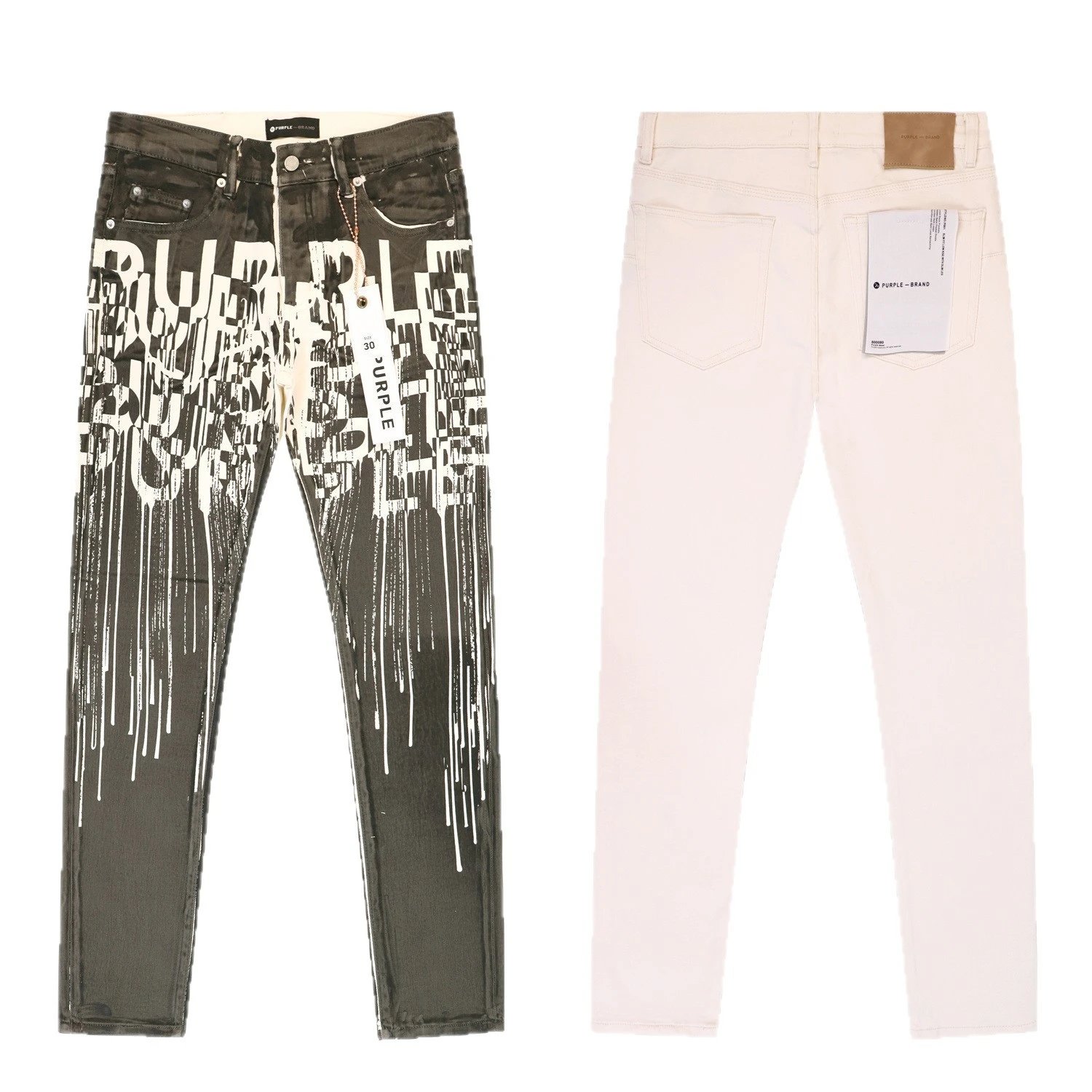 Purple Brand Graphic Print Black Olive Beige White Slim Fit Jeans