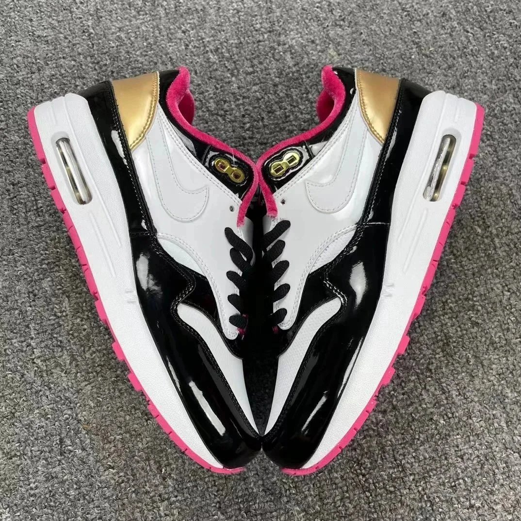 Nike Air Max 1 White Black Gold Pink Casual Sneakers