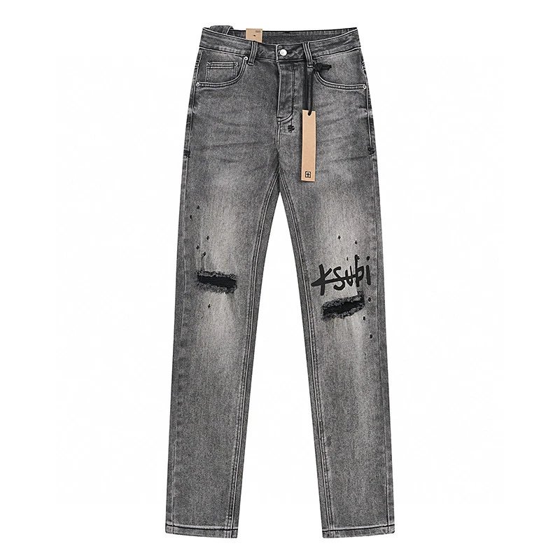 Denim Jeans Gray Slim Fit Cuffed