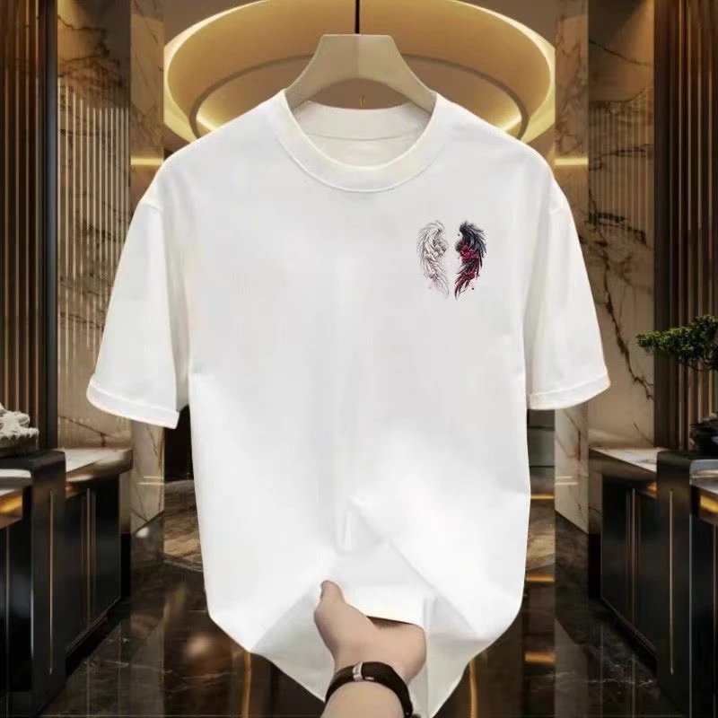 White Graphic Wing Print Oversized T-Shirt